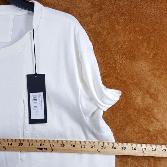 CP COMPANY Shirt Mens XXL Ivory Pullover Crew Short Sleeve Pocket Logo Tee $185 - Picture 8 of 10